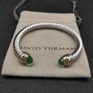 David Yurman 7mm Two-Tone Light Green Diamond bracelet